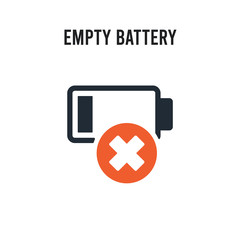 Empty battery vector icon on white background. Red and black colored Empty battery icon. Simple element illustration sign symbol EPS