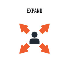 Expand vector icon on white background. Red and black colored Expand icon. Simple element illustration sign symbol EPS