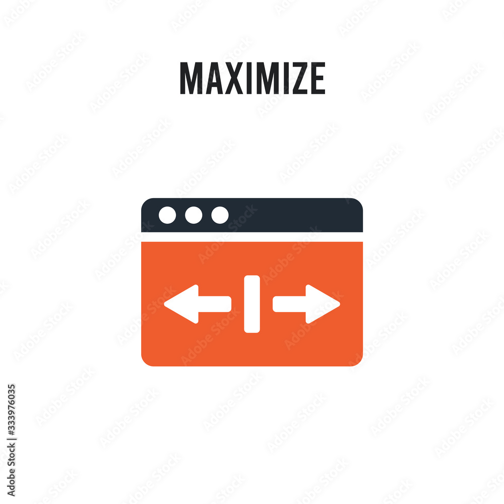 Poster maximize vector icon on white background. red and black colored maximize icon. simple element illust