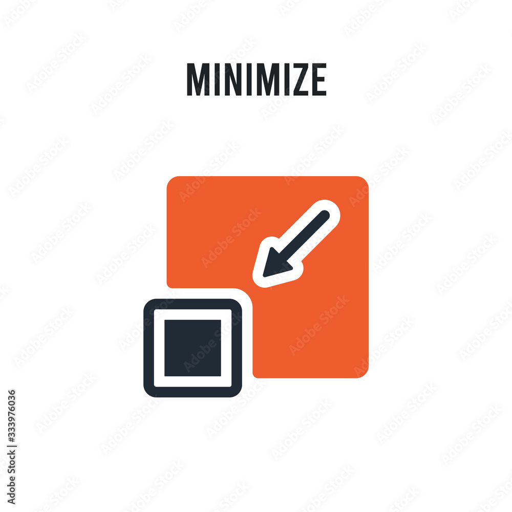 Poster minimize vector icon on white background. red and black colored minimize icon. simple element illust