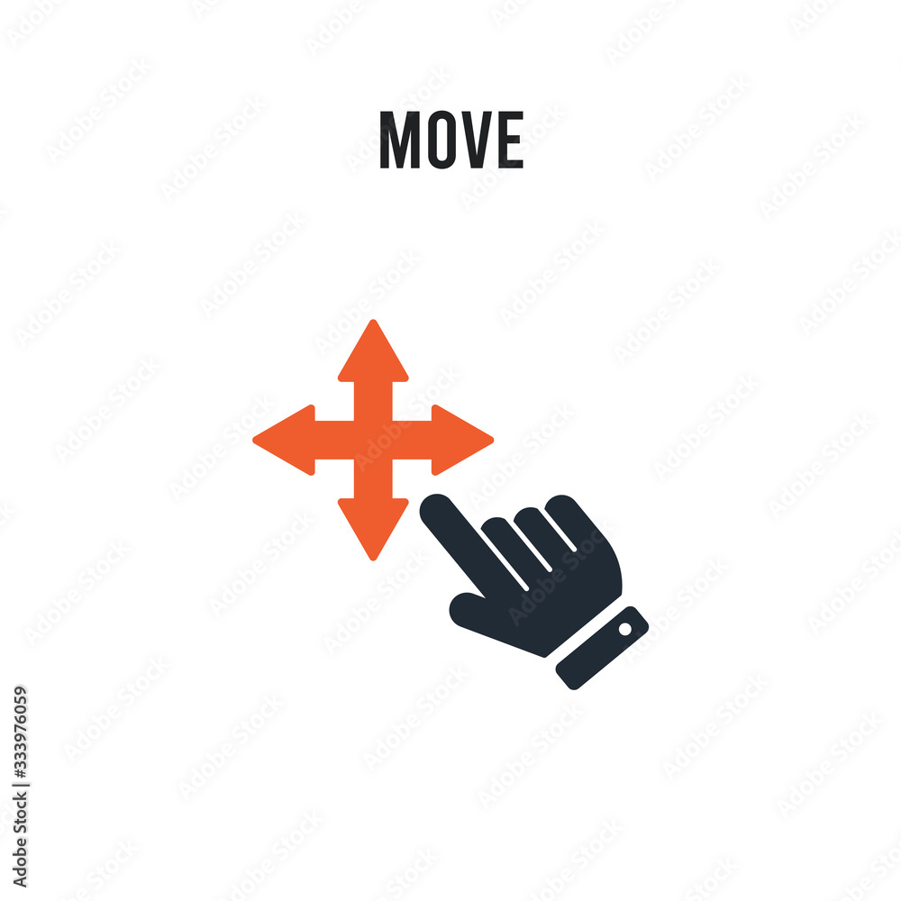 Poster move vector icon on white background. red and black colored move icon. simple element illustration s
