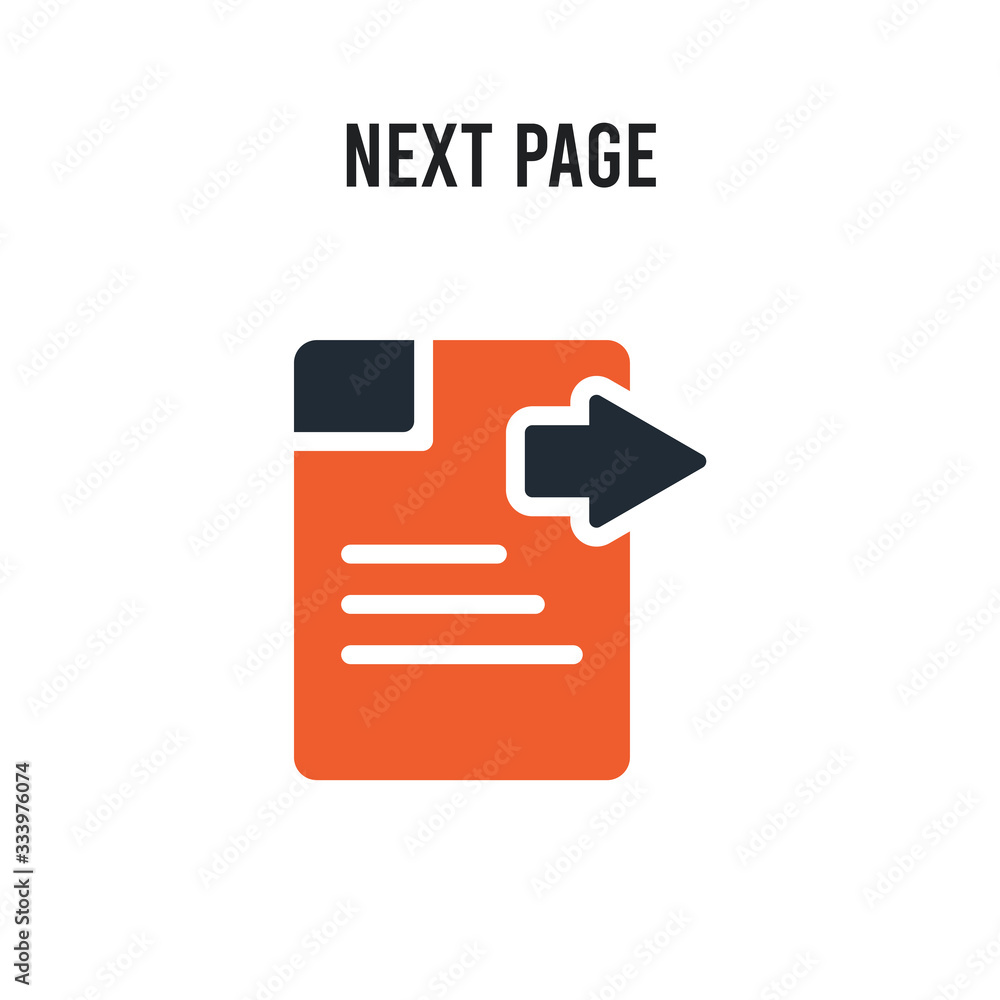 Poster next page vector icon on white background. red and black colored next page icon. simple element illu
