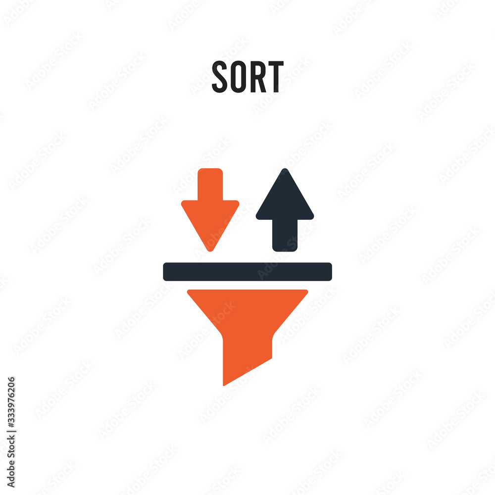 Poster sort vector icon on white background. red and black colored sort icon. simple element illustration s