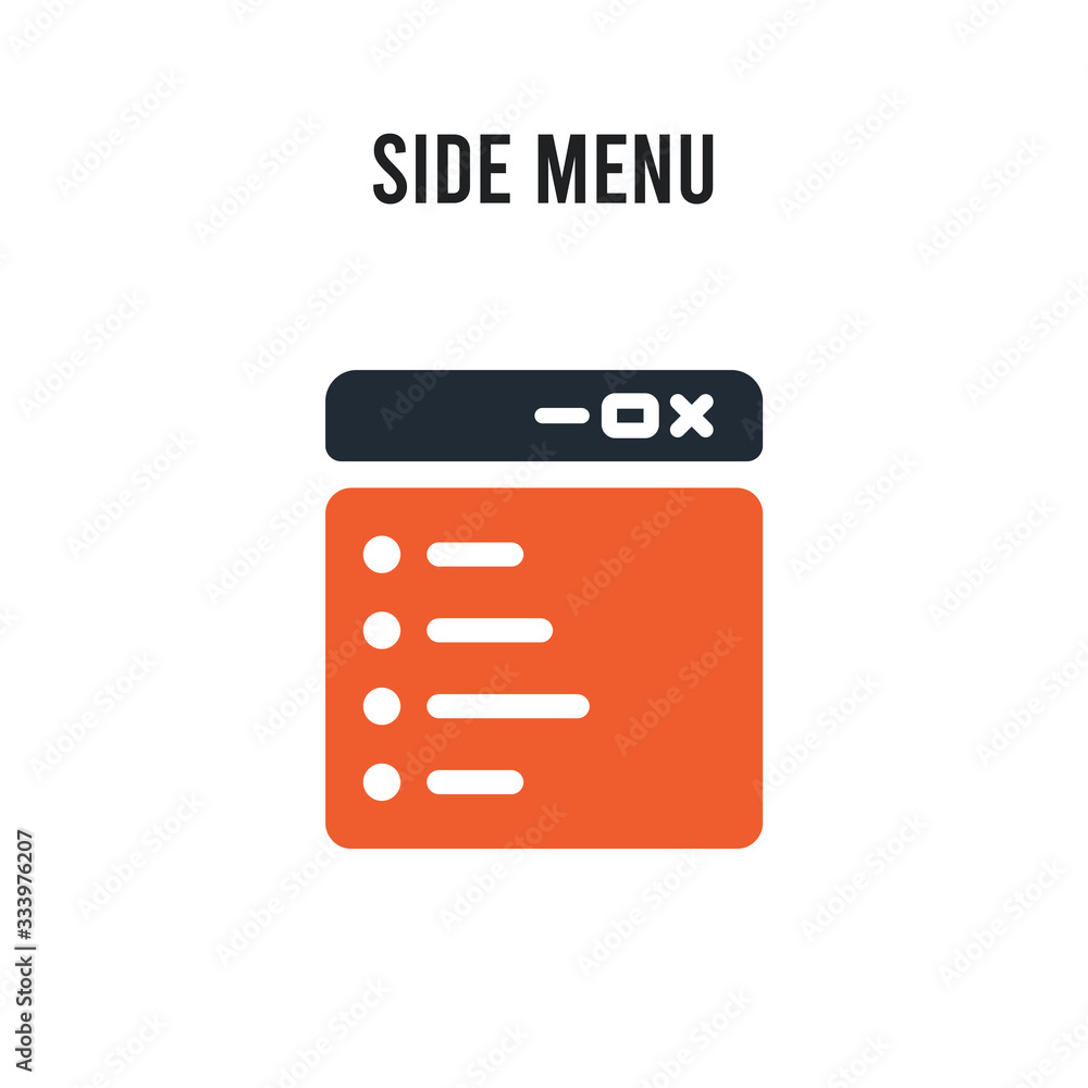 Poster side menu vector icon on white background. red and black colored side menu icon. simple element illu