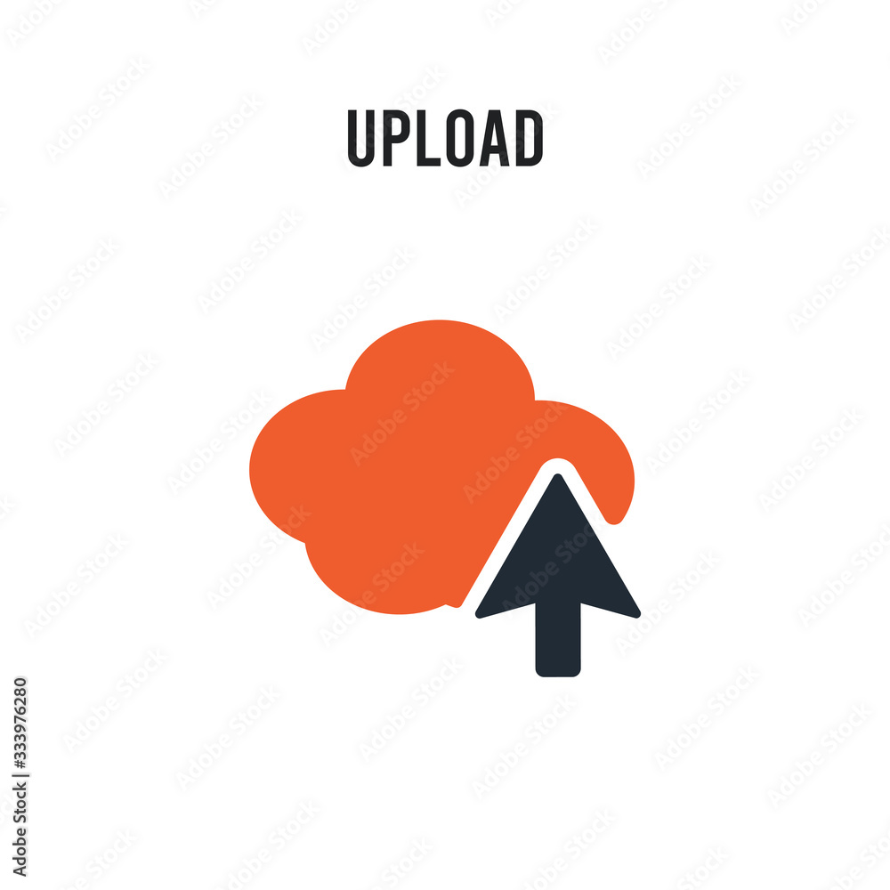 Poster upload vector icon on white background. red and black colored upload icon. simple element illustrati