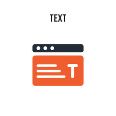 Text vector icon on white background. Red and black colored Text icon. Simple element illustration sign symbol EPS