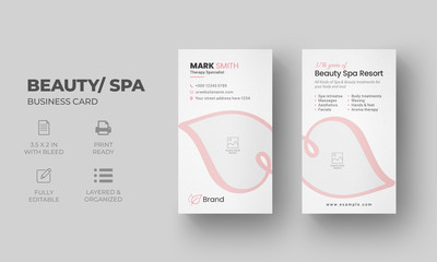 Vertical Beauty Spa Business Card Template