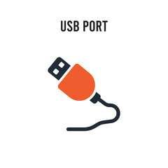 Usb port vector icon on white background. Red and black colored Usb port icon. Simple element illustration sign symbol EPS