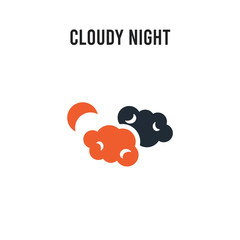 Cloudy night vector icon on white background. Red and black colored Cloudy night icon. Simple element illustration sign symbol EPS