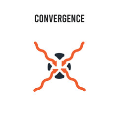 convergence vector icon on white background. Red and black colored convergence icon. Simple element illustration sign symbol EPS