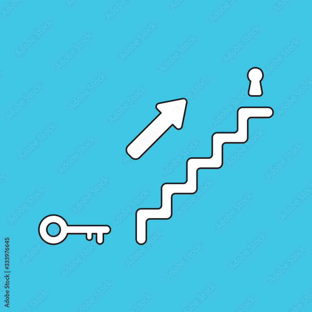 Aufkleber vector illustration concept of stairs with key and keyhole and arrow showing up.