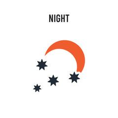 Night vector icon on white background. Red and black colored Night icon. Simple element illustration sign symbol EPS