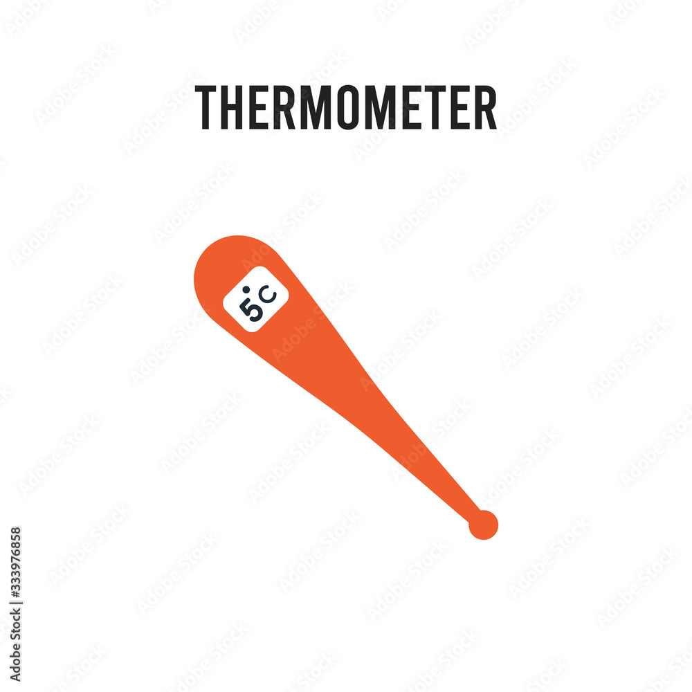 Poster thermometer vector icon on white background. red and black colored thermometer icon. simple element 