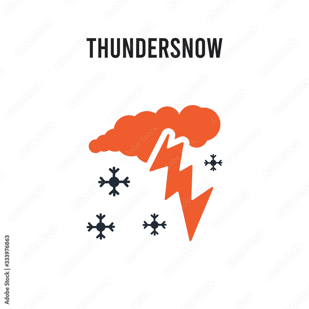 Poster thundersnow vector icon on white background. red and black colored thundersnow icon. simple element 