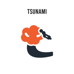 Tsunami vector icon on white background. Red and black colored Tsunami icon. Simple element illustration sign symbol EPS