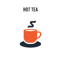 Hot tea vector icon on white background. Red and black colored Hot tea icon. Simple element illustration sign symbol EPS