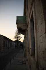 narrow street at night