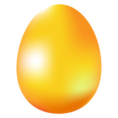 Golden realistic egg standing vertically isolated on white background. Vector illustration eps10