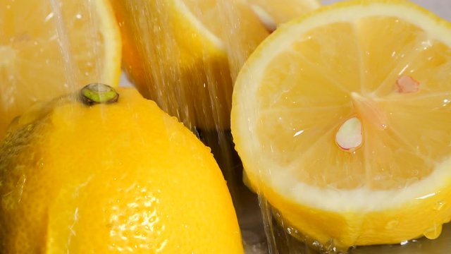 Lemons close up on white background 4K