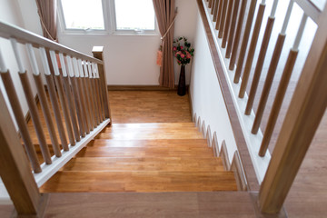 American style brown staircase in high views