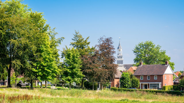 The skyline of the village of Ootmarsum featuring the famous Simon and Judas churchtower. It is located near the German border in the region of Twente (the province of Overijssel, The Netherlands)