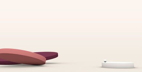 Abstract background of 3D circular plates. Modern minimal design of high resolution 3D render.