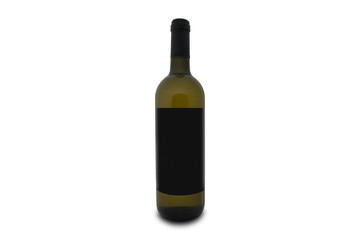 mockup of a bottle of extra virgin olive oil with the black label and white background