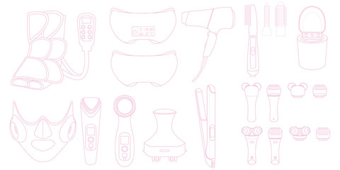 イラスト素材　美容 家電　アイコン　線　ライン　ベクター