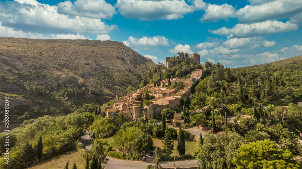 Wall mural castelnou is a commune in the pyrénées-orientales department in southern france one of the most beau