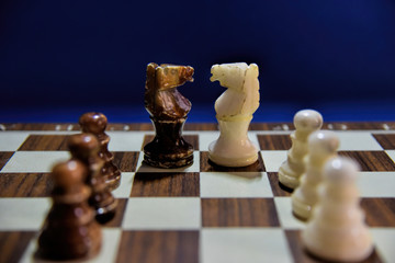 Photography of Chessboard with black and white figure