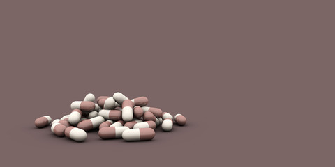 Colorful Medical capsules (Drug pills). High resolution 3D illustration.