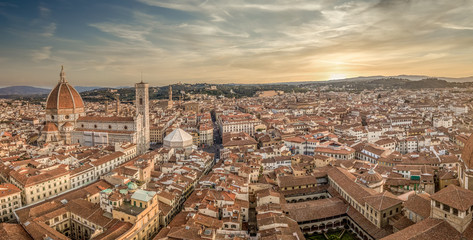 Aerial view of Florence during sunset
