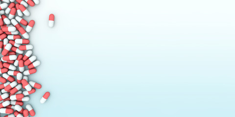 Colorful Medical capsules (Drug pills) - Background for artwork, web, event, video. High resolution 3D illustration.