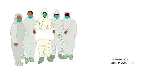 Coronavirus operation suits on white background isolated vector.