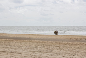 Silhouettes on the beach in the Netherlands