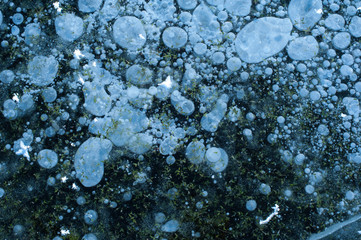 Top view white large and small air bubbles