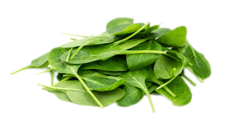 Spinach isolated on white background (close-up shot)