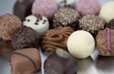 Mixed Pralines (detailed close-up shot)