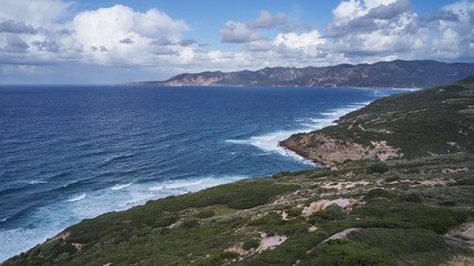 aerial red rock coast sardinia