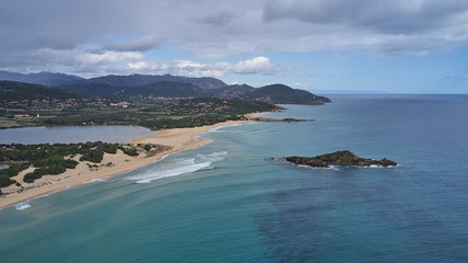 aerial blue sardinian beach
