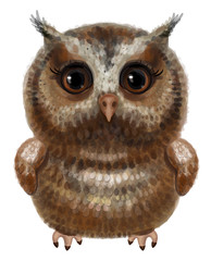 Vector cute owl cartoon isolated.