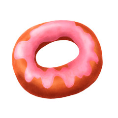 Sweet donut with pink frosting.