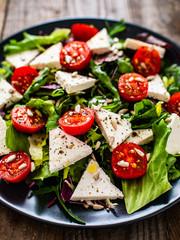 Fresh greek salad - feta cheese, tomato, lettuce, black olives and onion
