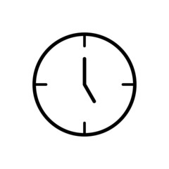 Clock icon design eps 10. Clock pointing to time with 3, 6, 9, and 12 marks present