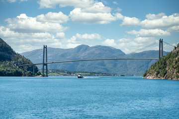 Obraz premium Bridge above the sea on the fjord