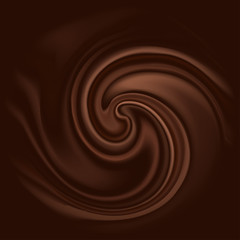 Chocolate wave swirl. Smoothe satin wavy background. Vector iillustration