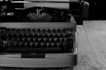 Fototapeta na wymiar black and white retro typewriter letter