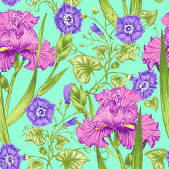 Nahtloses Vektormuster mit Blumen. © marinavorona