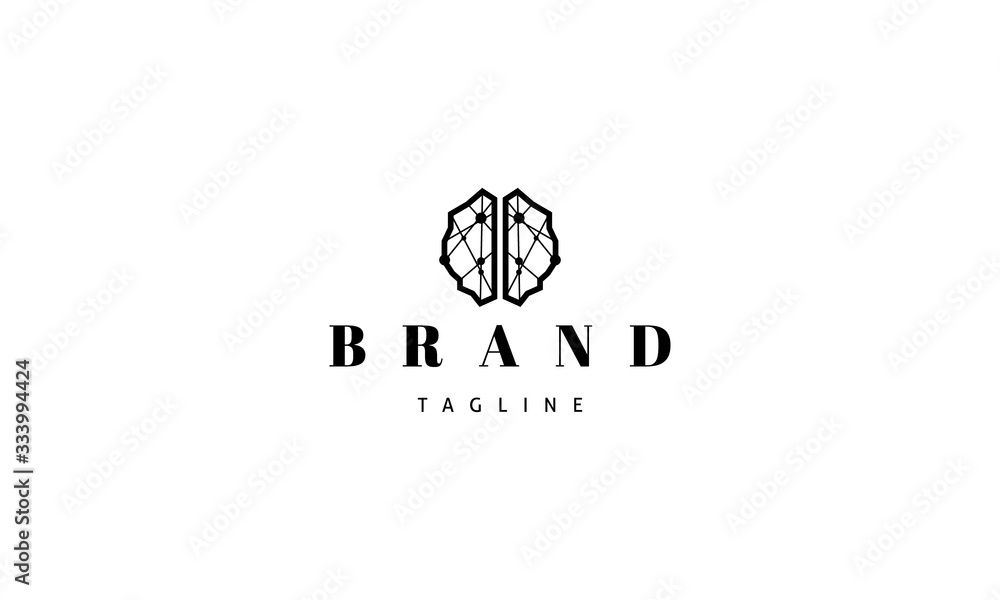 Wall mural vector logo on which an abstract image of a digital brain.