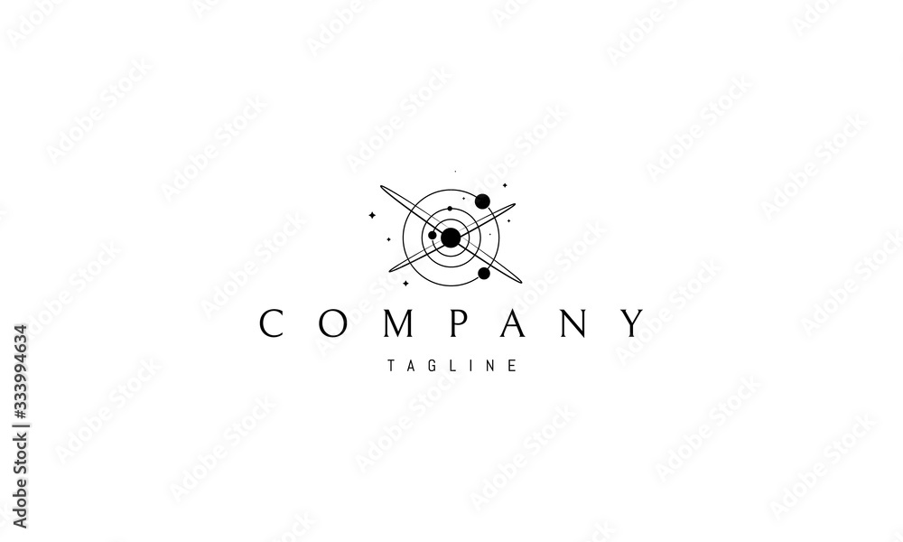 Wall mural vector logo on which an abstract image of space and planets.